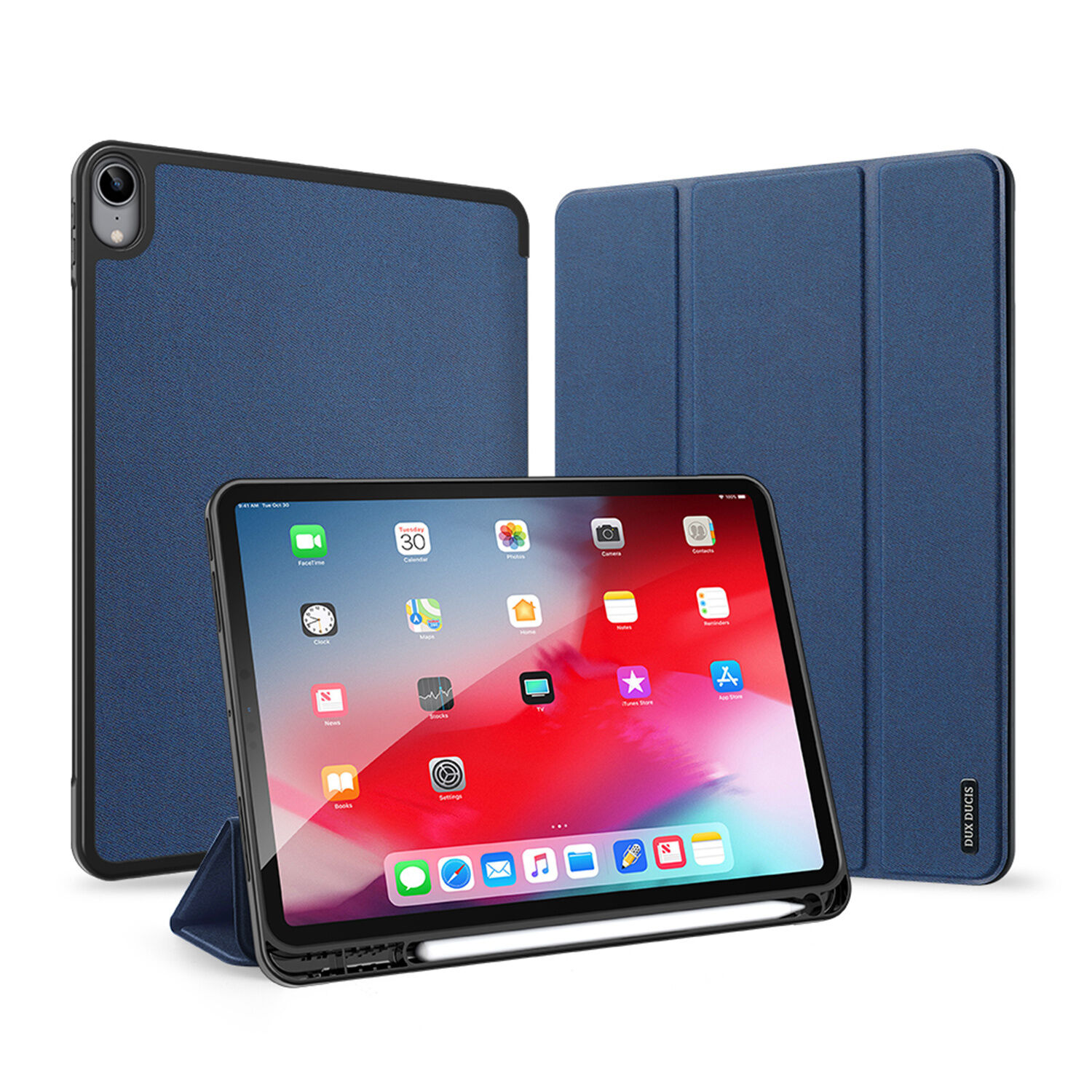 Dux Ducis Étui de téléphone portefeuille Domo pour l'iPad Air (2020) - Bleu foncé