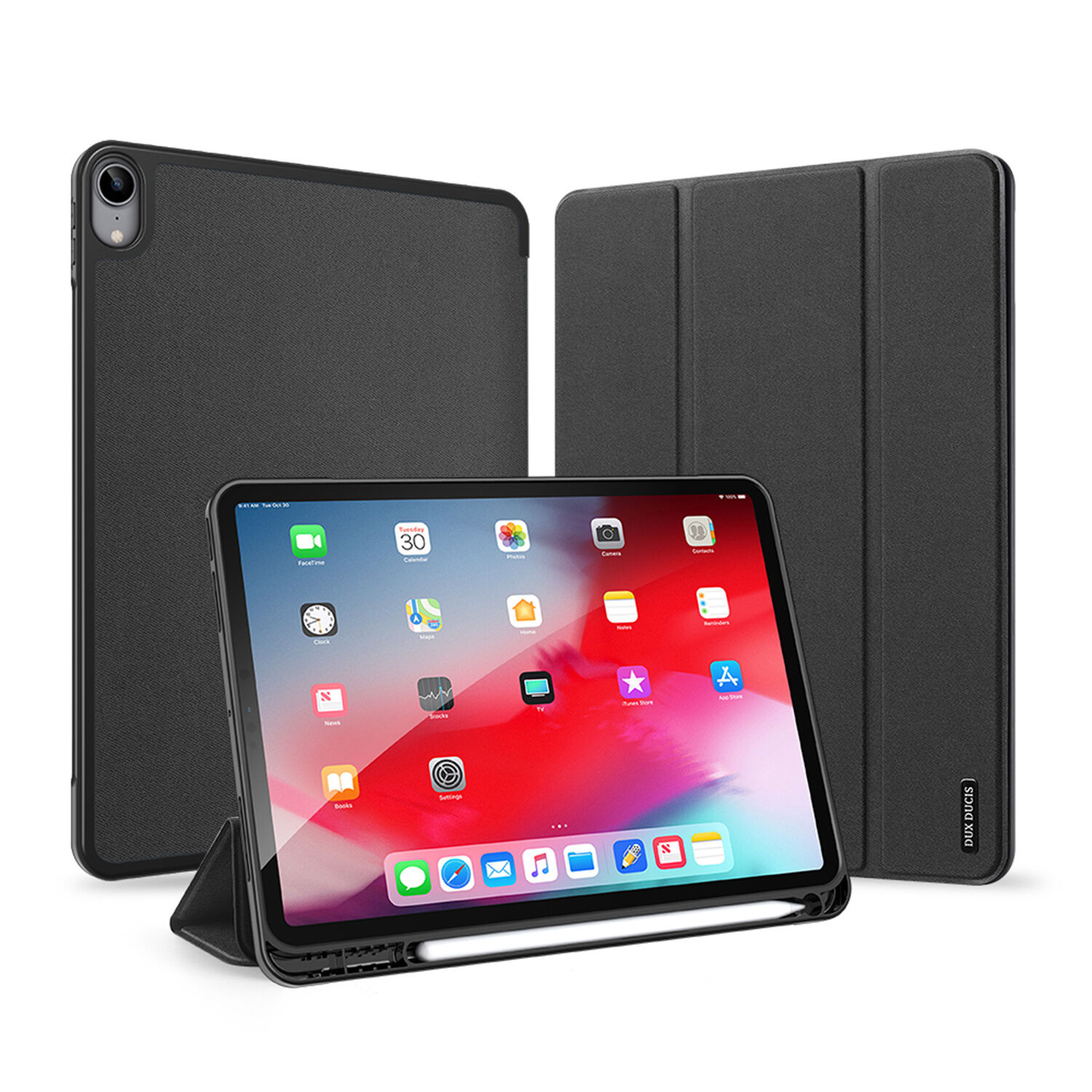 Dux Ducis Étui de téléphone portefeuille Domo pour l'iPad Air (2020) - Noir