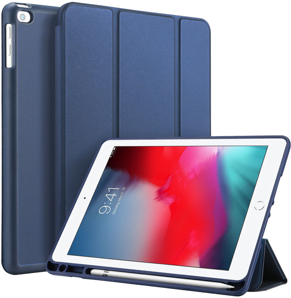 Accezz Étui à rabat Smart Silicone pour l'iPad (2018) / (2017) / Air (2) - Bleu