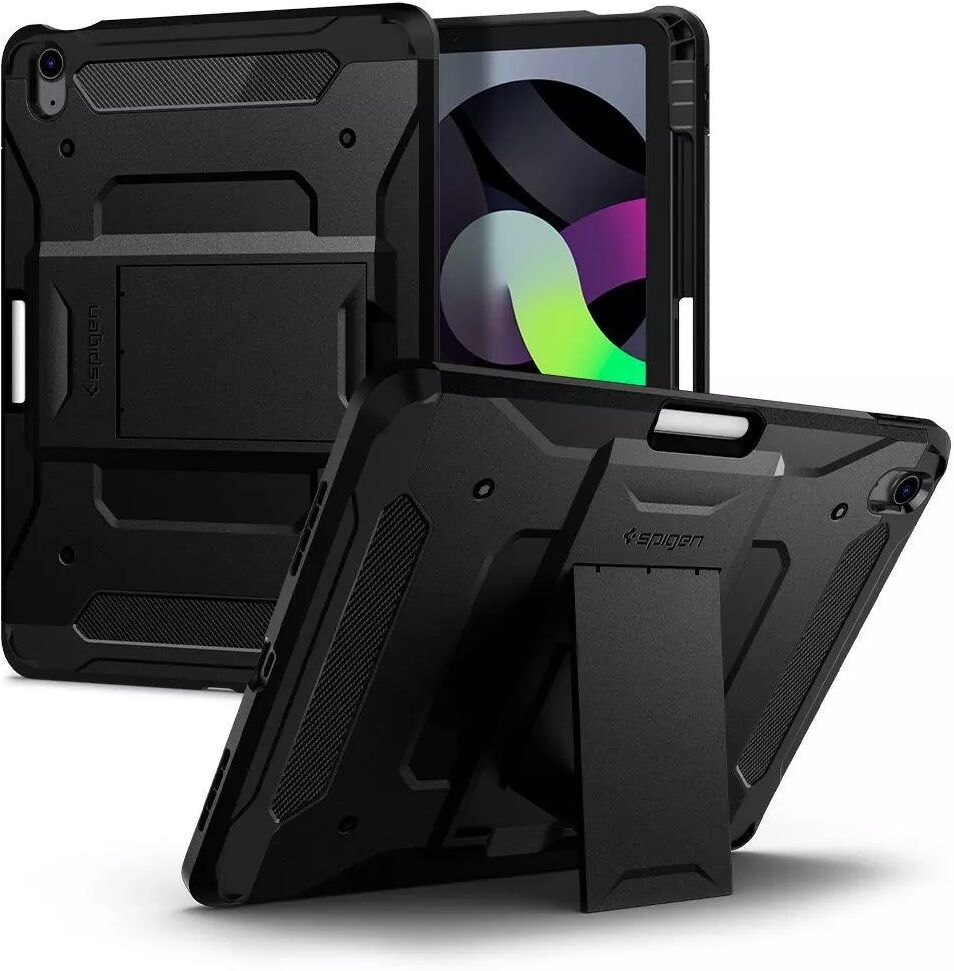 Spigen iPad Air (2020) Spigen Tough Armor Pro Deksel m. Apple Pencil Holder & Kickstand - Sort