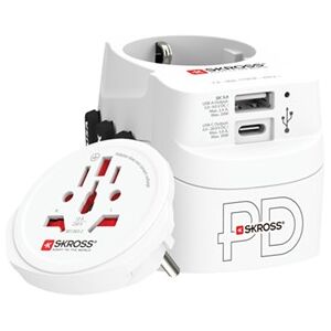 SKROSS Worldwide multi travel adapter including USB type A port type C port 30W Power Delivery