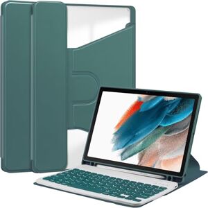 Unichthy Keyboard Case for Samsung Galaxy Tab S9 FE 10.9 Inch (SM-X510/SM-X516/SM-X518) S Pen Holder Detachable Wireless Keyboard Cover Shockproof 360 Swiveling Stand Clear Skin - Green