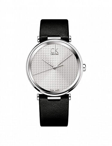 Calvin Klein Herrenuhr, Lederarmband, schwarz/silberfarben