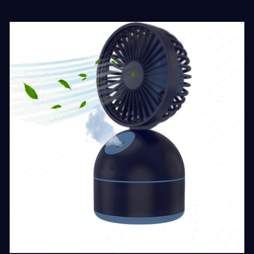 Geschenkidee USB Tischventilator mit Sprühfunktion dunkelblau