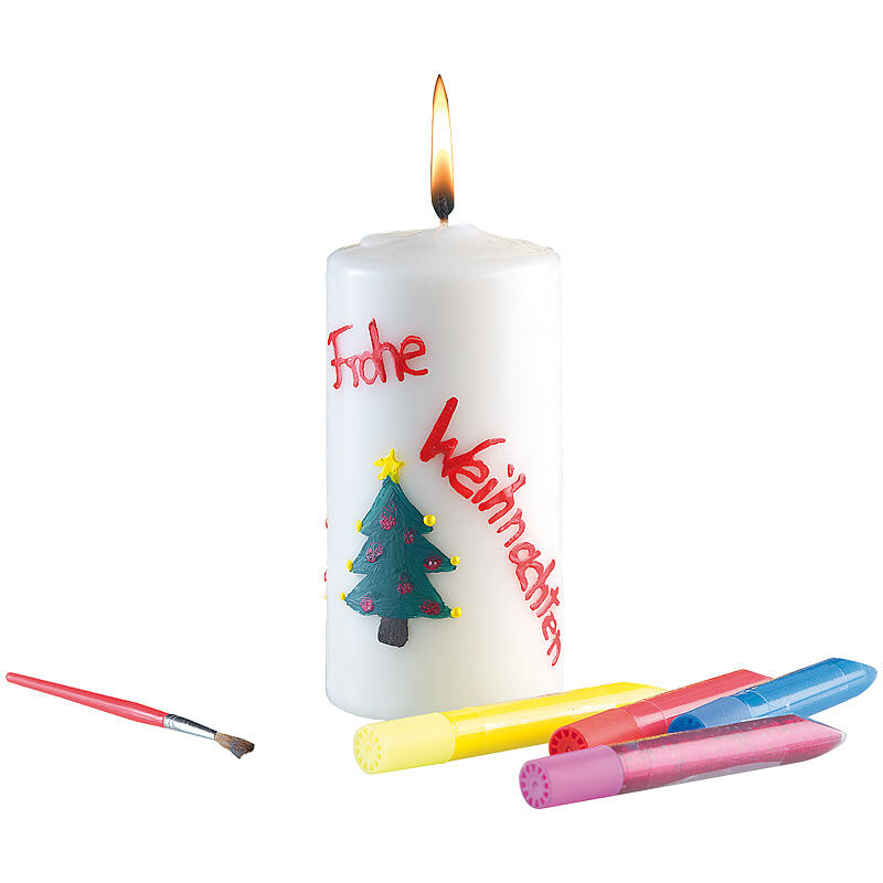 Your Design Kerze zum Selbstbemalen mit 3 Farben, Glitzer und Pinsel