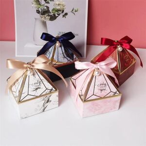 Max-Apink 50 Stück Edelsteinturm Bronzing Candy Dragee Kuchenbox Hochzeitskartenbox Dekoration Geschenkbox Verpackungsbox Hochzeit Partyzubehör