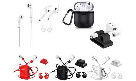 Groupon Goods Global GmbH 4-in-1 Zubehör-Kit für Apple Airpods® in Weiß, Schwarz oder Rot
