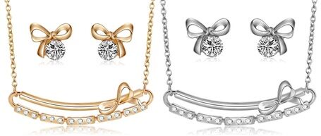 Groupon Goods Global GmbH BTIME Ohrringe und Halskette mit Anhänger in Silber oder Gold mit Swarovski®-Kristallen