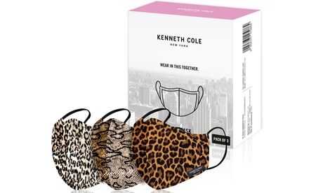 Groupon Goods Global GmbH Kenneth Cole 3er-Pack Gesichtsmasken mit Animal-Print