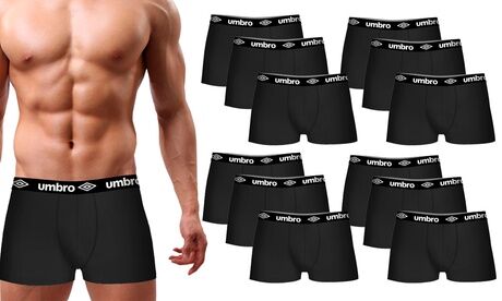 Groupon Goods Global GmbH 6er- oder 12er-Pack Umbro Herren-Boxershorts in Schwarz  in der Größe nach Wahl