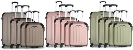 Groupon Goods Global GmbH Bluestar großer Reisekoffer, 2 Kabinen-Koffer und 2 Kinder-Kabinen-Koffer Madrid-D in Gold, Khaki oder Roségold