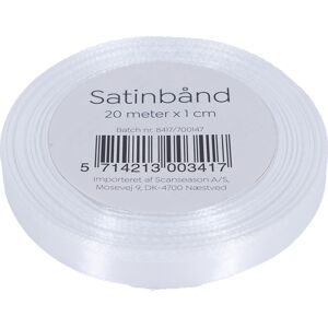 No-Name Satinbånd, 10mm X 20m, Hvid