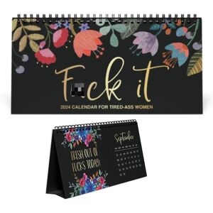 2024-kalender, Fuck It-kalender 2024, Blomsterkalender 2024-kalender for trætte kvinder, Gag Gift Hanging Calendar Planner 2pcs