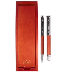 Ocadeau Parure stylo luxe bois gravé