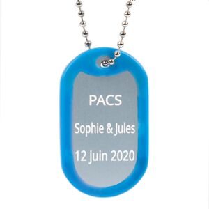 Ocadeau Dog tag bleu gravé - Publicité