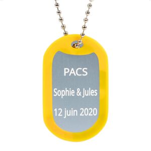 Ocadeau Dog tag jaune gravé