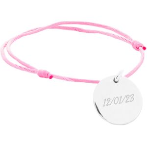 Ocadeau Bracelet rond argent cordon rose