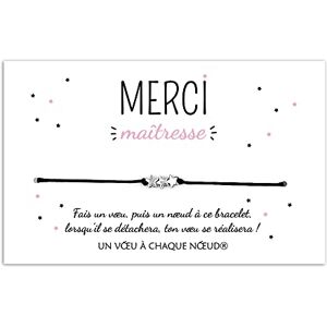 Un Voeu à Chaque Noeud CADEAU PORTE-BONHEUR POUR MAÎTRESSE CARTE MERCI MAITRESSE + BRACELET Original Idée Cadeau Noel Anniversaire Fête école enfant - Publicité