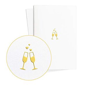 Diese-Klappkarten E19 Lot de 2 cartes de vœux pour mariage, fiançailles, anniversaire de mariage Motif de verres à champagne en relief doré sur papier texturé - Publicité