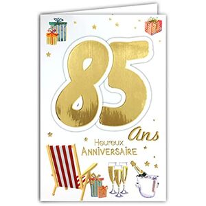 AFIE 69-2143 Carte Anniversaire 85 ans Homme Femme Flutes Bouteille Champagne Fauteuil Trône Cadeaux - Publicité