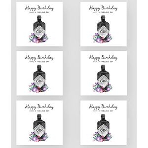 Marvello Lot de 6 cartes d'anniversaire Gin Enveloppes de qualité supérieure incluses Un motif Vierge à l'intérieur Pour elle, maman, sœur, grand-mère, tante, amie - Publicité