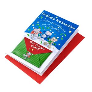 Perleberg Carte de Noël avec enveloppe Carte de qualité supérieure avec compartiment pour l'argent et motif souris de Noël Carte de Noël pour un souhait spécial Carte de vœux 11,6 x 16,6 cm - Publicité