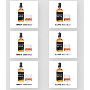 Marvello Lot de 6 cartes d'anniversaire pour whisky Enveloppes de qualité supérieure incluses Un motif Vierge à l'intérieur Pour lui, papa, frère, grand-père, oncle, ami - Publicité