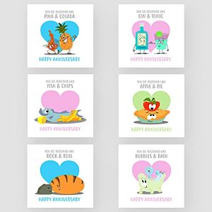 Marvello Lot de 6 cartes d'anniversaire amusantes (6 cartes) – Enveloppes de qualité supérieure incluses – Motifs assortis – Intérieur vierge – Pour couples, amis et famille - Publicité