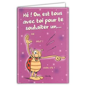 Médiat CDCox512 Carte avec Enveloppe Joyeux Anniversaire ! 1 an de plus On est tous avec toi Gâteau Bougie Tarzan Illustration Humoristique Humour La Coccinelle de Gotlib Format fermé 17x11,5cm - Publicité