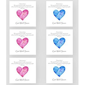 Marvello Lot de 6 cartes de bon rétablissement avec cœur bleu et rose Enveloppes de qualité supérieure incluses Couleurs assorties Intérieur vierge Pour lui/elle, amis, famille - Publicité