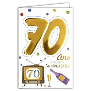 AFIE Age Mv 69-2040 Carte Anniversaire 70 ans Homme Femme motif Flute Bouteille Champagne TV télévision - Publicité