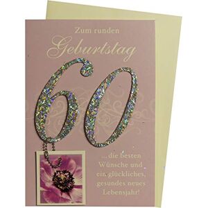 Perleberg Carte d'anniversaire 60 ans Style de vie – Pendentif chiffre – 11,6 x 16,6 cm - Publicité