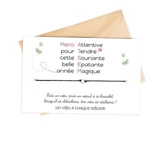 UVACN Carte de voeux MERCI ATSEM + Bracelet porte-bonheur Fabriqué en France Idée cadeau original remerciement atsem école maternelle - Publicité