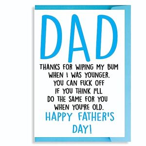 Cheeky Chops Carte d'anniversaire humoristique pour la fête des pères « Wipe Your Bum » F3 - Publicité
