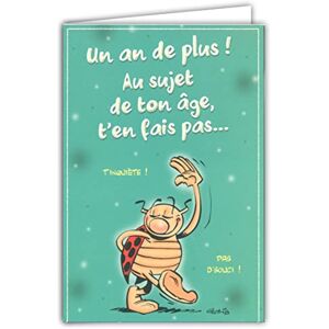 Médiat CDCox523 Carte avec Enveloppe Bon Anniversaire ! 1 an de plus t'en fais pas t'inquiète ça restera entre nous Illustration Humoristique Humour La Coccinelle de Gotlib Format fermé 17x11,5cm - Publicité