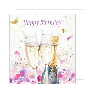 Edition Seidel Carte d'anniversaire carrée de qualité supérieure avec enveloppe. Carte de vœux Happy Birthday pour femme homme petite amie ami motif champagne (GQ206 SW024) - Publicité