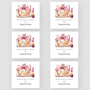 Marvello Lot de 6 cartes d'anniversaire rouges à lèvres Enveloppes de qualité supérieure incluses Design unique Intérieur vierge Pour elle, maman, sœur, grand-mère, tante, amie - Publicité
