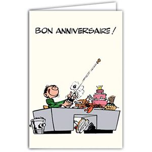 AFIE GLCT-0183 Carte Joyeux Anniversaire Gaston Lagaffe Vintage Origine Bouteille Champagne Bouchon Gâteau Homard BD Bande Dessinée Humoristique Humour Belge Personnage Gag Gaffes Franquin - Publicité