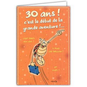 Médiat CDCox504 Carte avec Enveloppe 30 ans c'est de la grande aventure ! Joyeux Anniversaire ! Illustration Humoristique Humour La Coccinelle de Gotlib Format fermé 17x11,5cm, Orange - Publicité