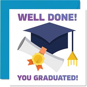 Stuff4 Well Done Cards – Carte de félicitations pour remise de diplôme – Cadeau de bonne chance pour examen GCSE Uni, 145 mm x 145 mm, cartes de vœux porte-bonheur pour étudiants, amis, examens de famille - Publicité