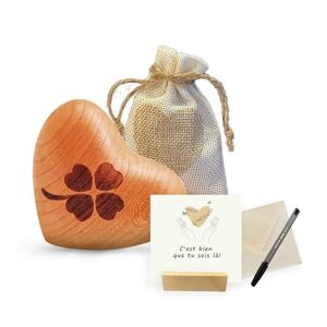 FunkenWerk Coffret cadeau agréable au toucher Cœur dans un sac cadeau avec carte de vœux et porte-cartes Porte-bonheur, coureur Ange gardien pour la famille et les amis, (C'est bien que tu sois là) - Publicité