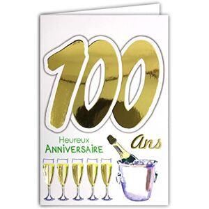 AFIE 69-2146 Carte Anniversaire 100 ans Homme Femme Flutes Bouteille Champagne Feu D'artifice - Publicité