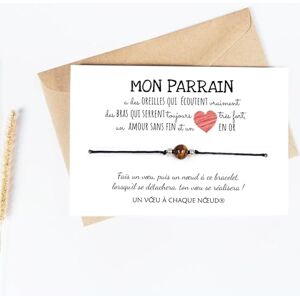 Un Voeu à Chaque Noeud Carte Cadeau Parrain a un amour sans fin + Bracelet porte bonheur Cadeau Noel Anniversaire Baptême - Publicité