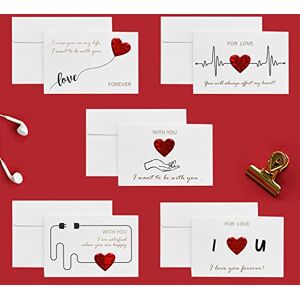 LYTLM Set de 5 cartes de voeux, carte de Saint-Valentin avec enveloppes, cartes pliables sur l'amour, carte de Saint-Valentin comme cadeau pour la personne préférée - Publicité