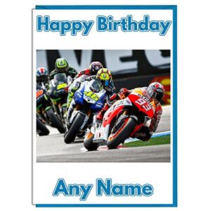 AK Giftshop Carte d’anniversaire course moto GP personnalisable - Publicité