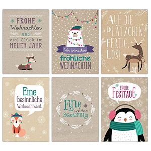 Papierdrachen Set de 12 cartes de Noël Motif tableau noir avec inscriptions blanches Cartes postales de Noël conçues avec soin Cartes de vœux Packpapier - Publicité