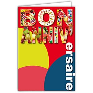 AFIE Carte Bon Anniversaire Gourmand Bonbons Sucette Cornets de Glace avec Enveloppe Format 12x17,5cm Papier 300gr issu de forêts gérées durablement Brillant Fabriqué en France Vie en Couleurs  69-8004 - Publicité