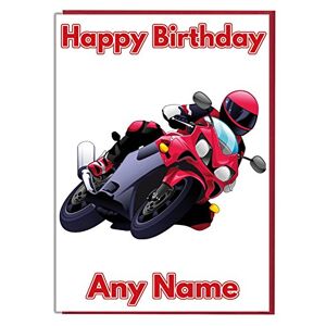 AK Giftshop Carte d’anniversaire moto rouge personnalisable - Publicité