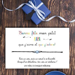 UVACN Carte de vœux Bonne FÊTE Mon Petit Papa + Bracelet Porte Bonheur Fabriqué en France Cadeau Original pour Papa Fête des pères Je t'aime Papa - Publicité