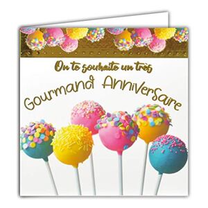 AFIE 22040 Carte Carrée Dorée Or On te souhaite un très Gourmand Anniversaire Popcakes Gâteaux - Publicité
